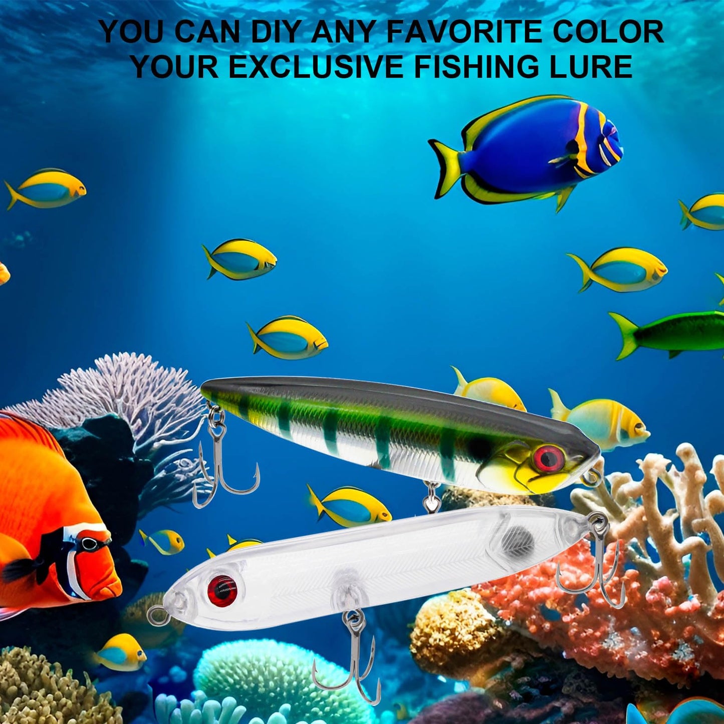 Aollerfilery 15PCS Fishing Blanks Lures Kit - DIY Topwater Swimbait & Crankbait Set for Bass, Salmon, Trout - Ideal for Saltwater Freshwater Fishing,Transparent Unpainted Bait Blanks