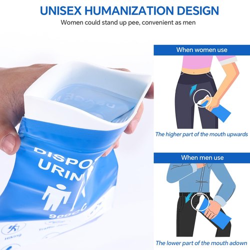 Xeiophoy Urine Bag, 12PCS Disposable Pee Bags for Travel for Women Men, 900ML Emergency Urinal Bag and Vomit Bags, Portable Unisex Urinal Bags for Camping Hiking Traffic Jams, Pregnant, Patient, Kids