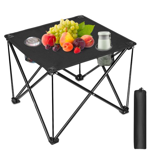 Portable Camping Table,Folding Camp Table,Lightweight Waterproof Canvas Beach Tables for Outside with 2 Cup Holders & Carry Bag for Camping, Picnic, Beach, Fishing, Travel and Outdoor RV