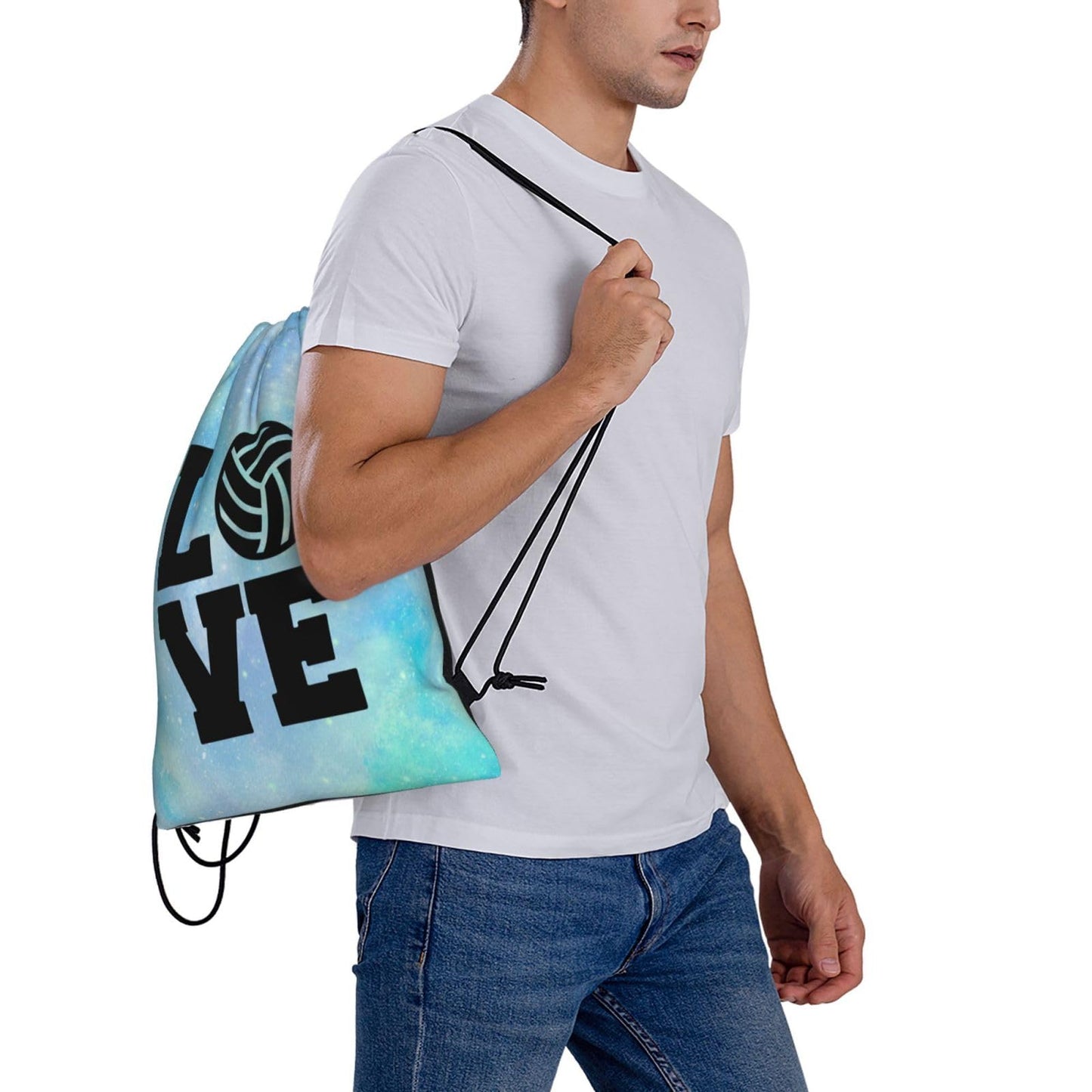 AIMASTZ Love Volleyball Unisex Drawstring Backpack Bag Sport Gym Swim Travel Sackpack