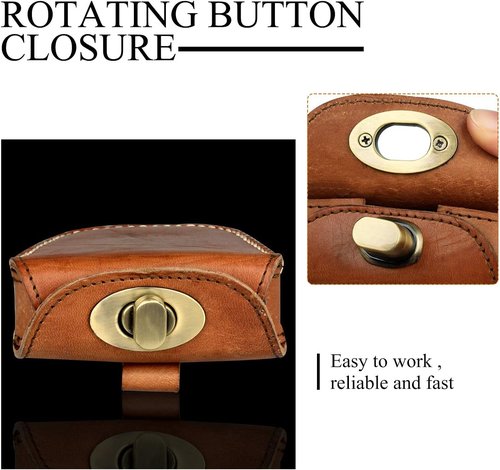 KOSIBATE Ammo Pouch, Genuine Leather Ammo Holder Bag Storage for .22 22LR .38 .45 Hunting Military Belt Gun Ammo Case Brown