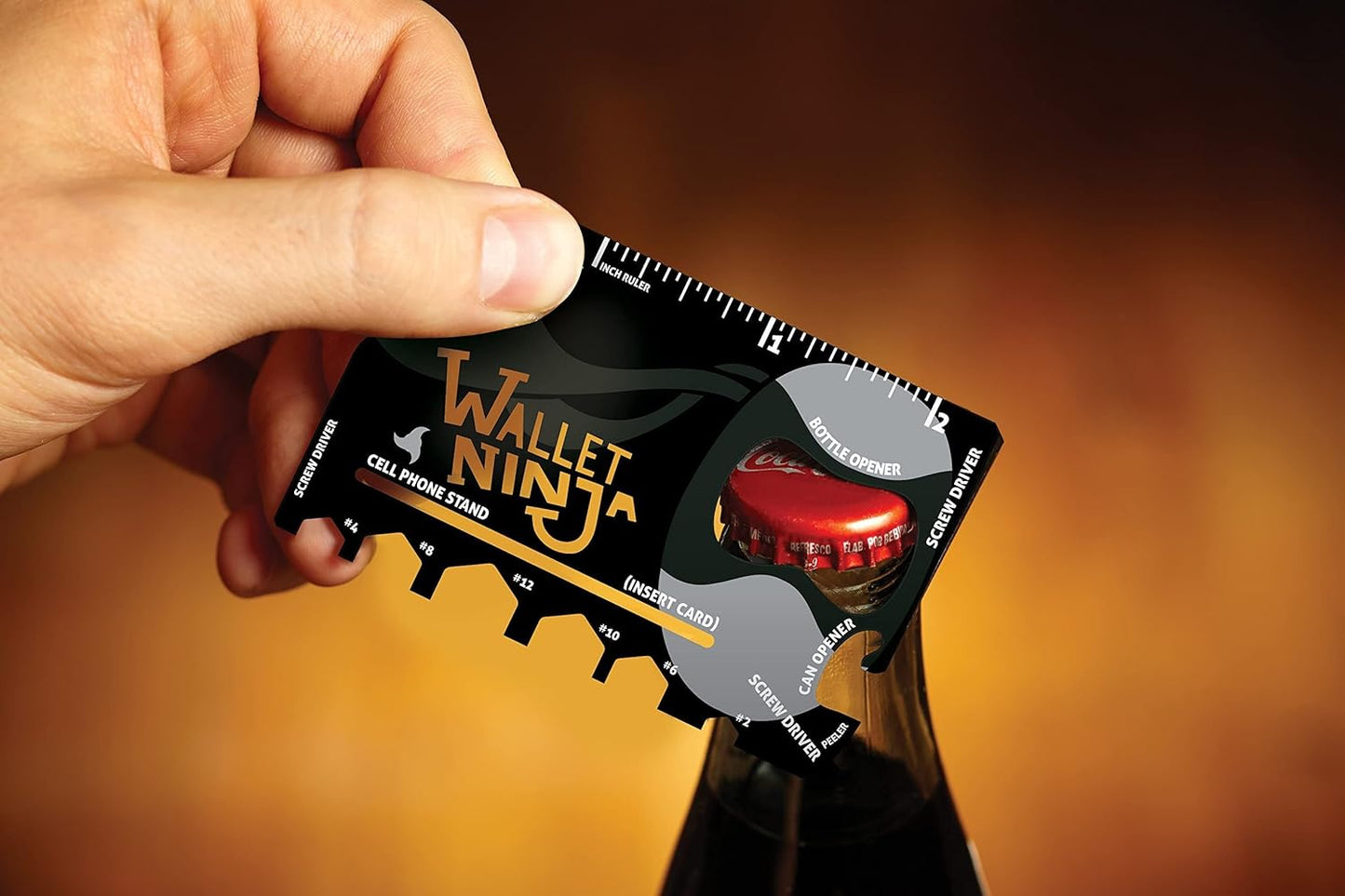 Wallet Ninja 18-in-1 Multitool Card – Versatile Credit Card Tool with Bottle Opener, Screwdrivers & Phone Stand – Black