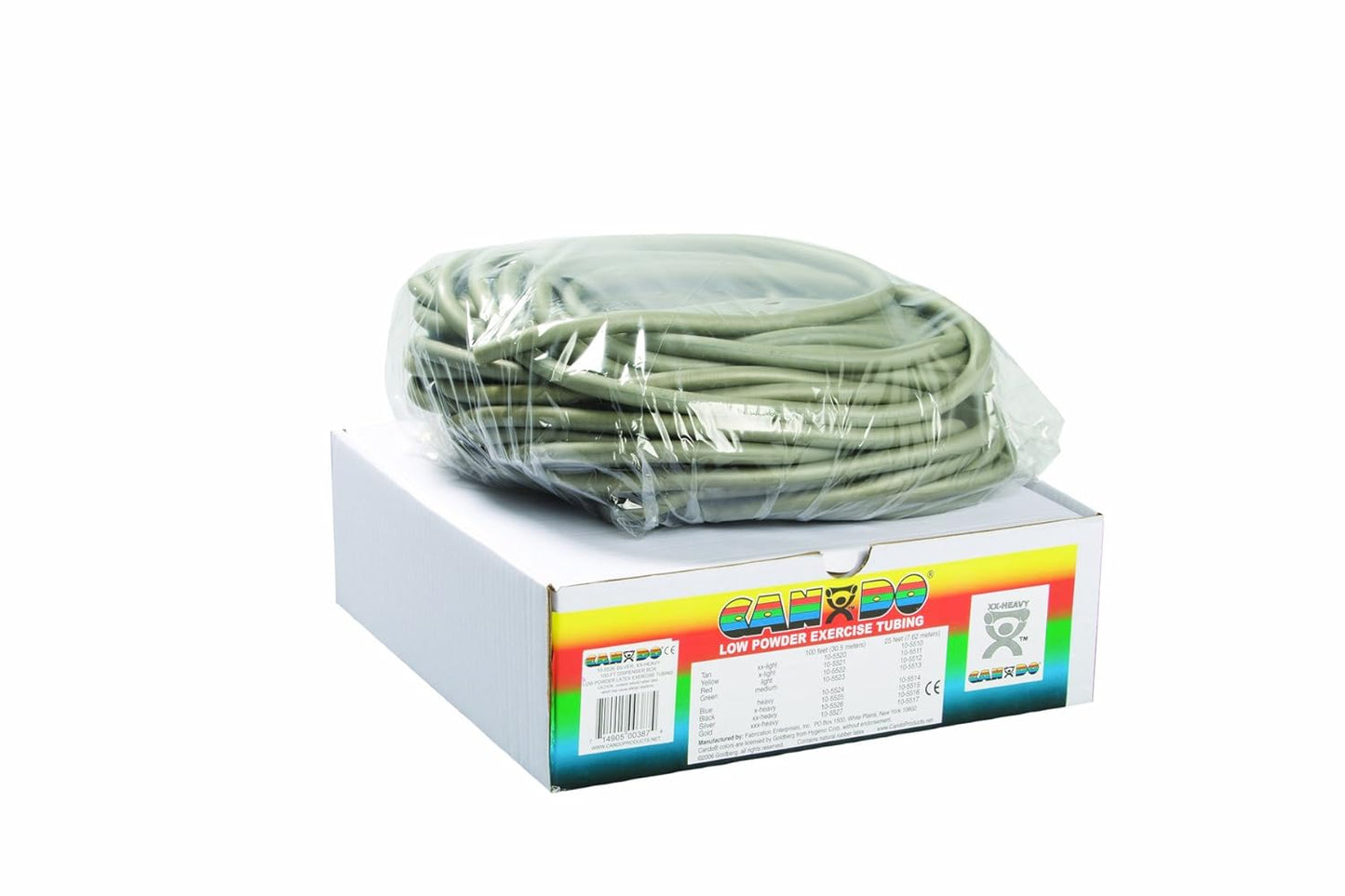 Cando 10-5723 Green Latex-Free Exercise Tubing, Medium Resistance, 100' Length