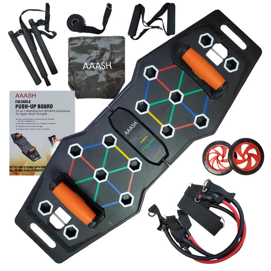 AAASH Push Up Board - 25-in-1 Home Gym Equipment - Portable Board with Color-Coded Variations and Accessories for Chest, Back, Triceps, and Arms - Perfect for Gym Freak