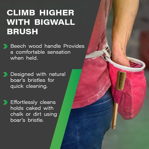 BigWall Premium Rock Climbing Brush | Bristle Cleaning Tool for Bouldering & Indoor Climbing | Beechwood Handle for Durability | Perfectly Portable
