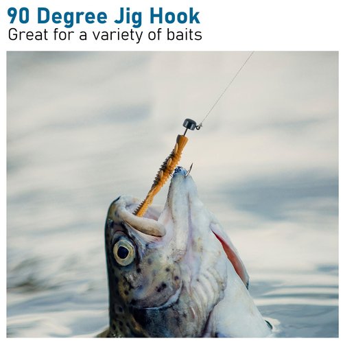 Dr.Fish 30 Pack 90 Degree Jig Hooks with Wire Keeper, Round Bend for Ned Rig, Swimbait, Bass Fishing Jig Mold Making Supplies #3/0