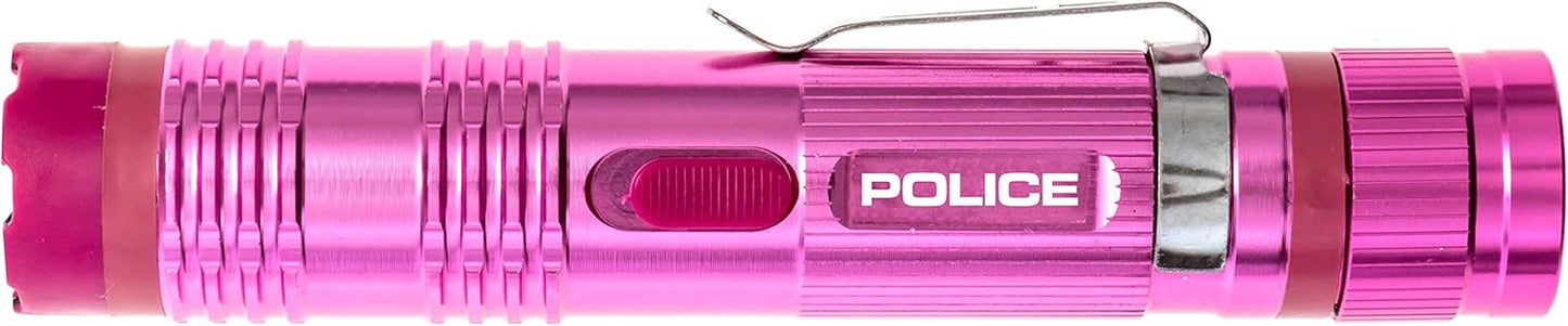 POLICE Stun Gun for Self Defense – M12 Aluminum High Voltage Mini Rechargeable with LED Flashlight, Compact & Heavy Duty – Personal Security for Women – Pink