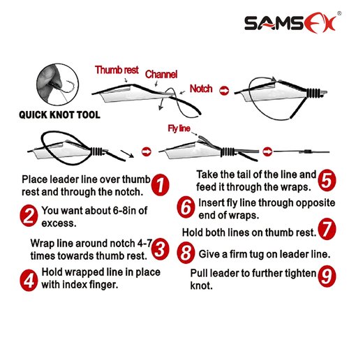 SAMSFX Fishing Stainless Steel Hook Tier, Knot Tying Tool, Loop Tyer, Hook Remover and Zinger Retractors Combo (Hook Tier with Black Grip)