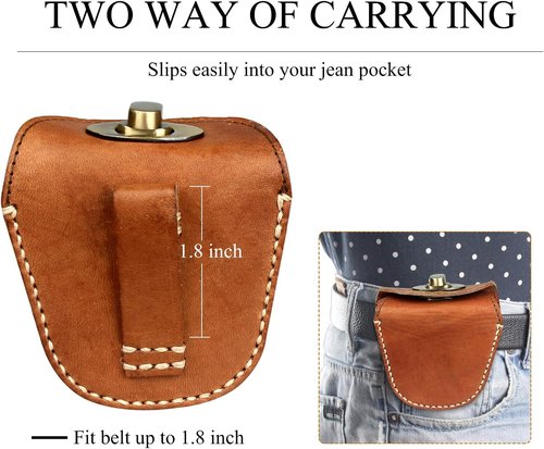 KOSIBATE Ammo Pouch, Genuine Leather Ammo Holder Bag Storage for .22 22LR .38 .45 Hunting Military Belt Gun Ammo Case Brown