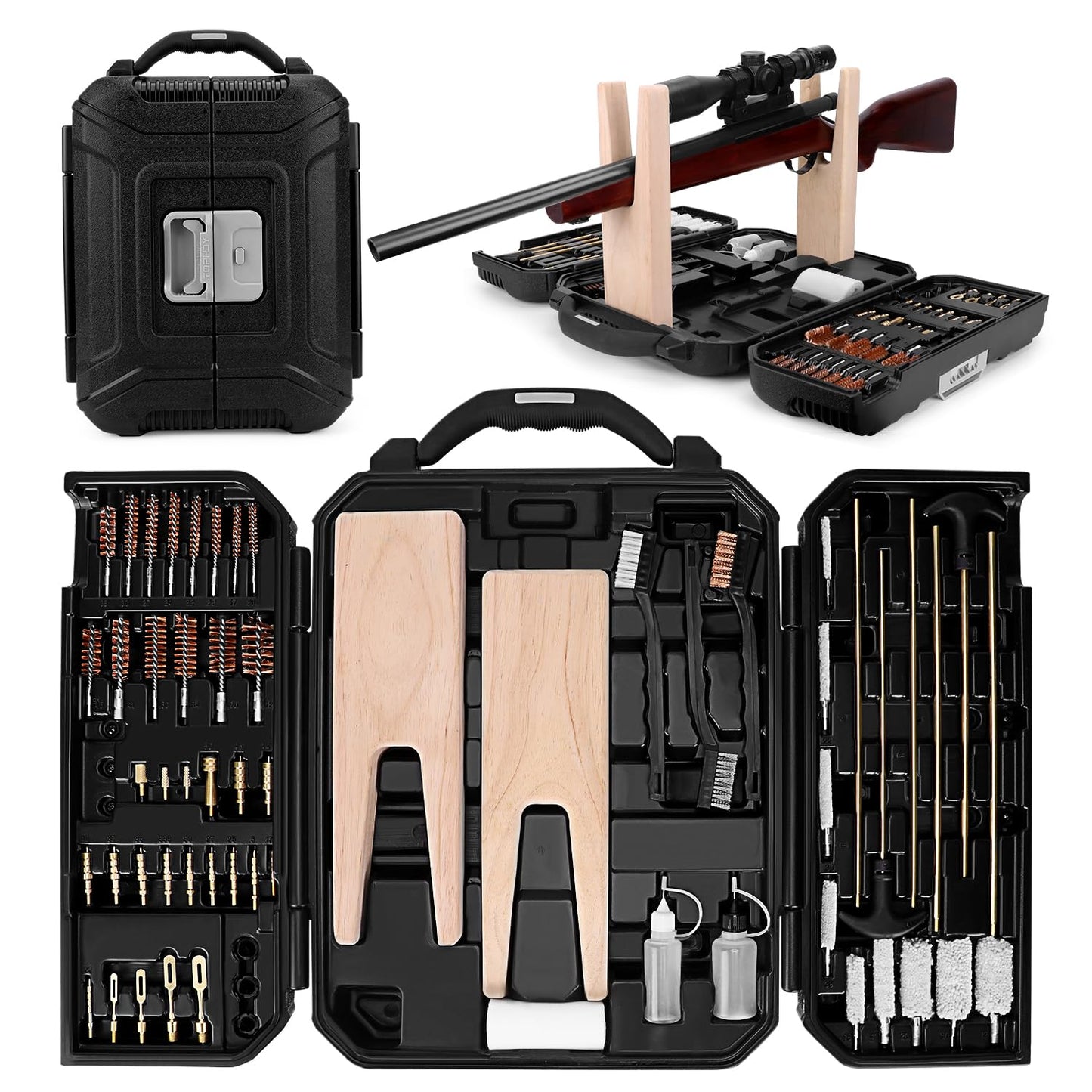 Universal Gun Cleaning Kit for All Caliber Compatible with Pistol Rifle Handgun Shotgun Hunting with Brass Rods and Cleaning Stand