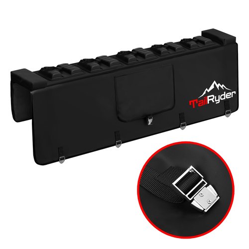Truck Bike Tailgate Pad for 5 Bikes Bed Rack Holder Featuring Reversed Straps and Premium Metal Buckles for Enhanced Durability