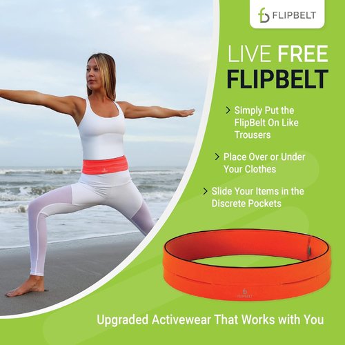 FlipBelt Classic Running Belt - Adjustable Fanny Pack for Men & Women, USA Made
