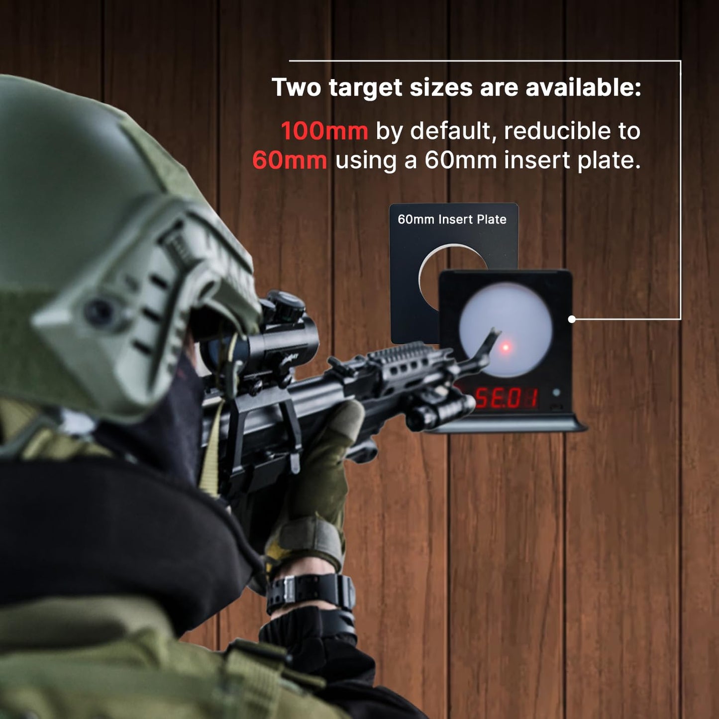 Accurize Mini Reaction Target 1-Pack – 2 Customizable Sizes (Default 100mm Size with 60mm Insert Plate), Shooting Targets with Timer for Reaction Speed Practice, Includes Holder & USB Charging Cable