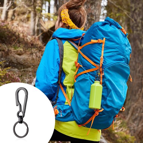 Ouligay Titanium Carabiner Keychain Clip Titanium Key Chain Bottle Opener Keychain Heavy Duty Car for Camping Hiking Men Women(Black)