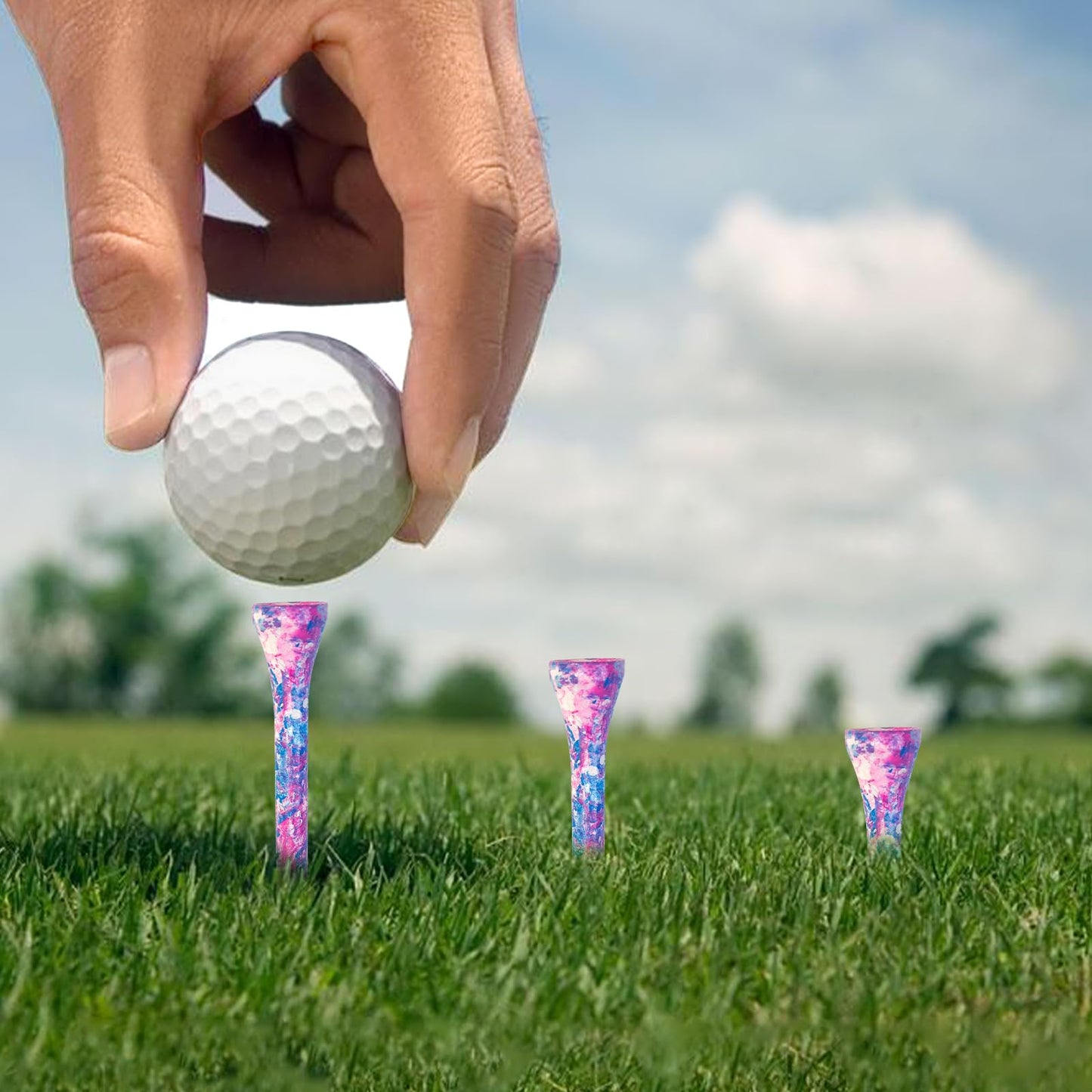 MYKUJA Wood Golf Tees Professional Golf tees 3-1/4 inch Unbreakable, Pink and Blue Golf Tee Pack of 100, Golf Accessories for Women