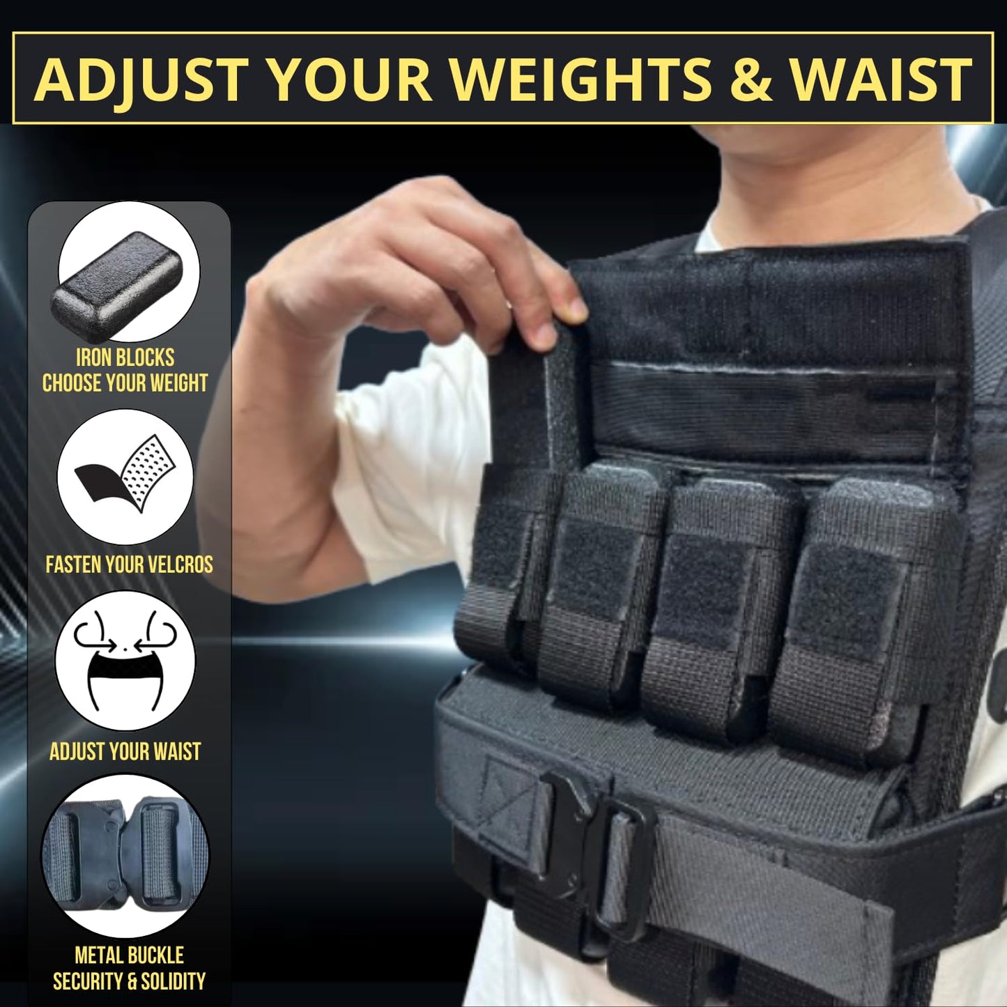 40 lb Weighted Vest - Adjustable Weighted Vest 40 lbs with iron weights. Tone fitness 40 pound weighted vest for men, for women 40lb. For walking, running, rucking. Strength Training Exercise - Workout vest