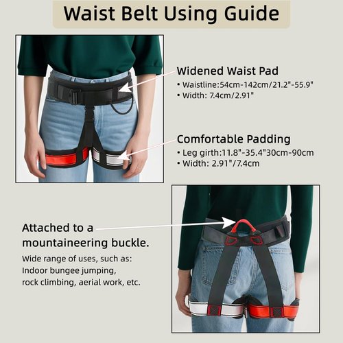 PRIORMAN Adult Bungee Fitness Harness Adjustable Safety Belt/Back Support Size Guide Heavy-Duty Workout Equipment-No Cord