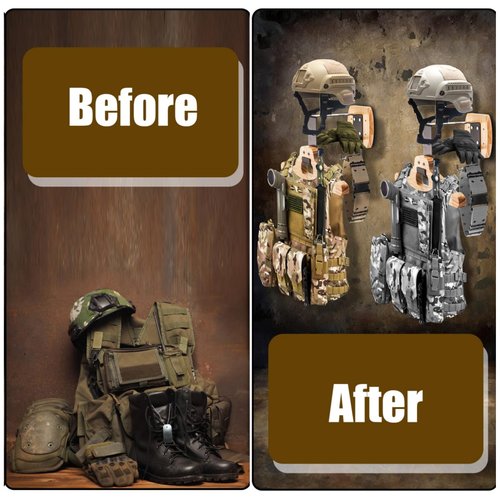 Eorbow Tactical Gear Wall Mount, Wooden Motorcycle Helmet Holder Stand, Heavy Duty Helmet Display Hanger, Multipurpose Jacket Rack for Police, Soccer, Cycling, Skiing Gears, Coats, Vets, Hats, Caps