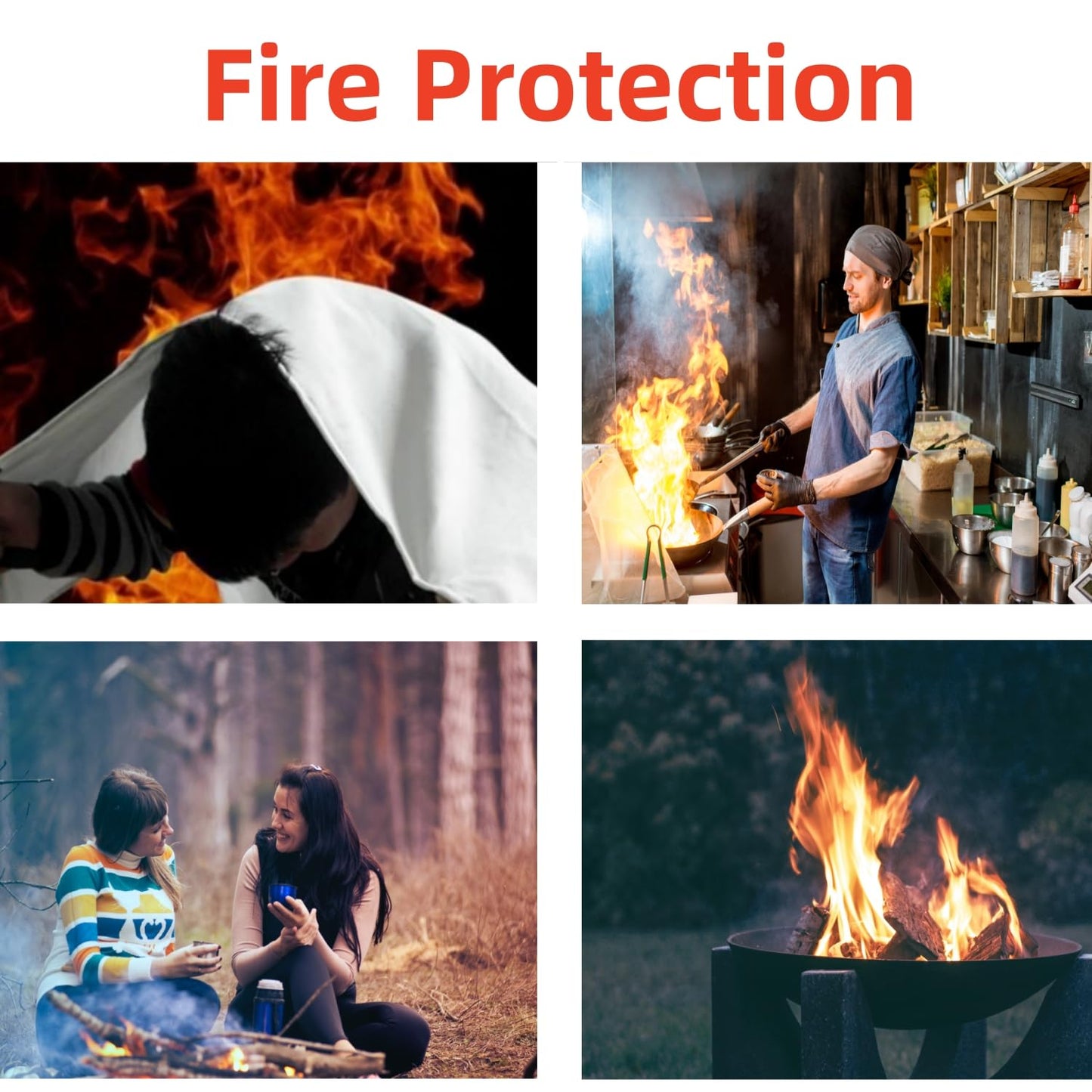 Fiberglass Emergency Fire Blanket 4 Pack Fire Suppression Retardant Blanket Suppression Flame Fireproof Welding Fireplace,School,Stove,Grill,Camping,Car,Picnic,Caravan,Office,Warehouse Survival