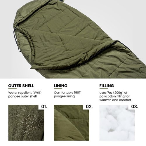 OneTigris Bushcrafter’s Sleeping Bags, Mummy Sleeping Bag for Camping Hiking Backpacking, Survival Gear