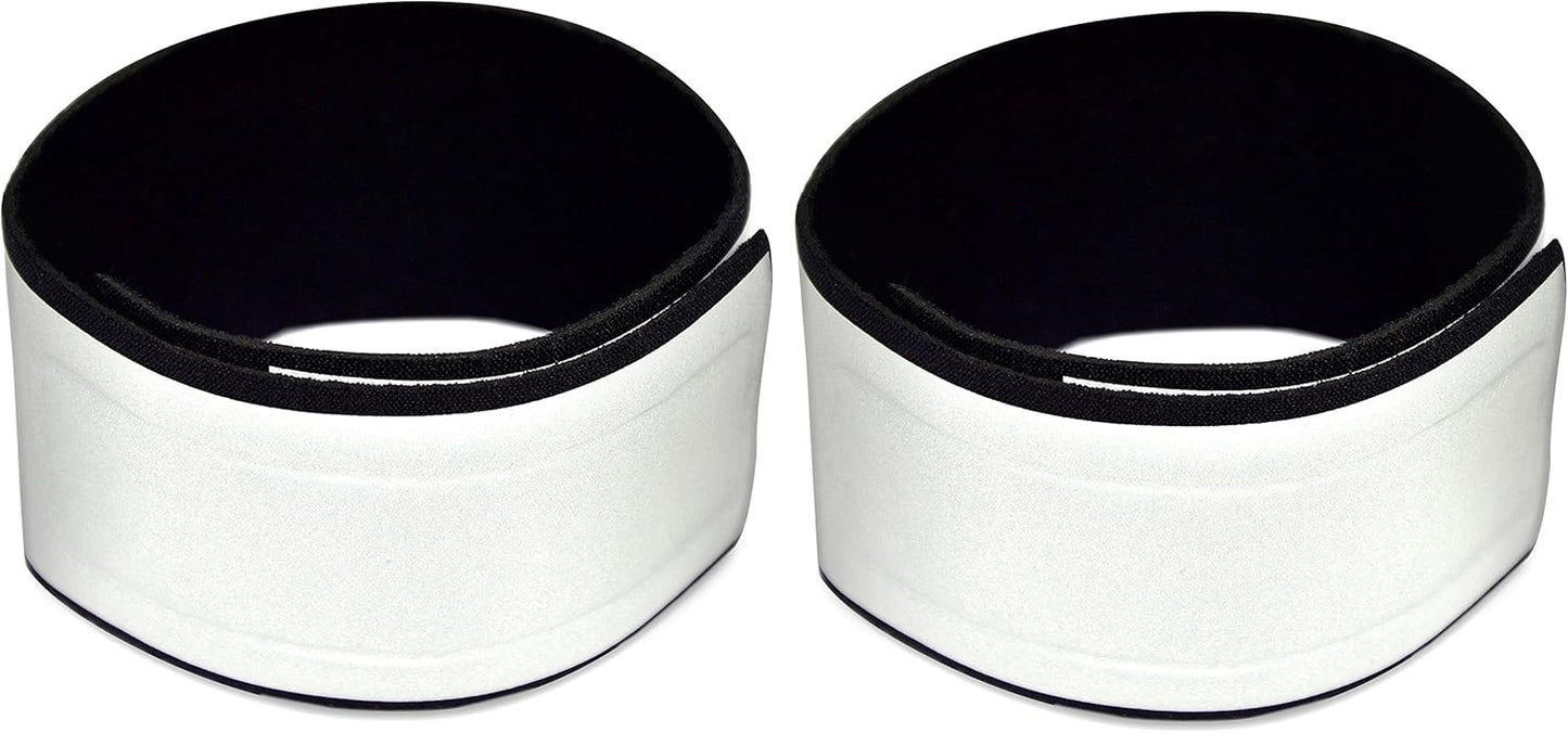 Reflective Ankle Bands - Impressive 1,000+ Foot Visibility with Very Large Reflective Area for Safety During Nighttime - Bright, Comfortable, Neoprene - Straps for Biking, Running and Walking