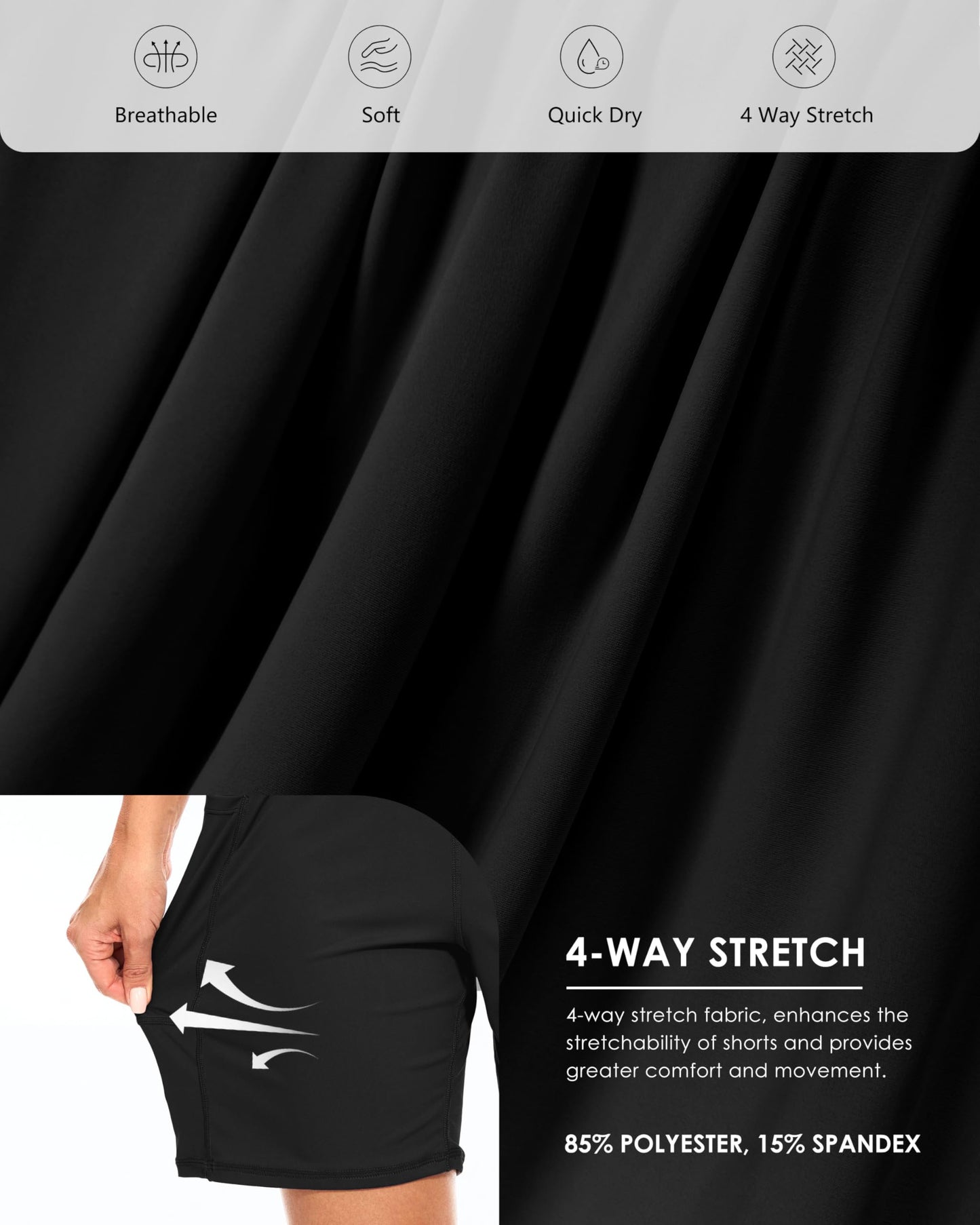 Blouty Women's 7" Bermuda Shorts with Pockets High Waisted Stretch Athletic Long Shorts for Women Workout Casual