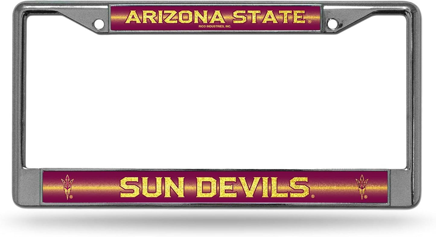 Rico Industries NCAA 12" x 6" Silver Bling Chrome Car/Truck/SUV Auto Accessory