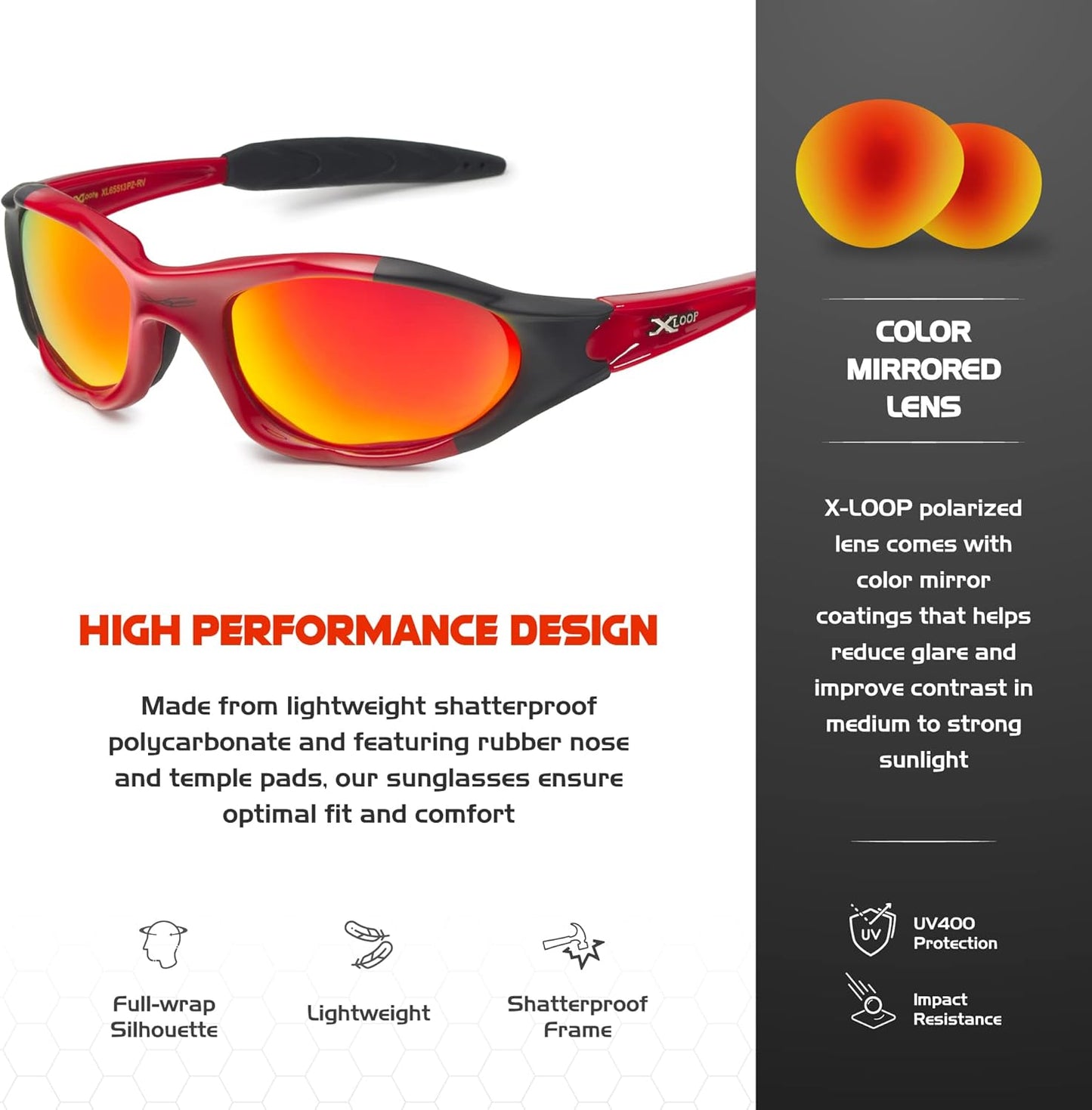 Polarized Youth Sports Sunglasses for Boys & Teens (Ages 8-16) - UV400 Baseball Wraparound