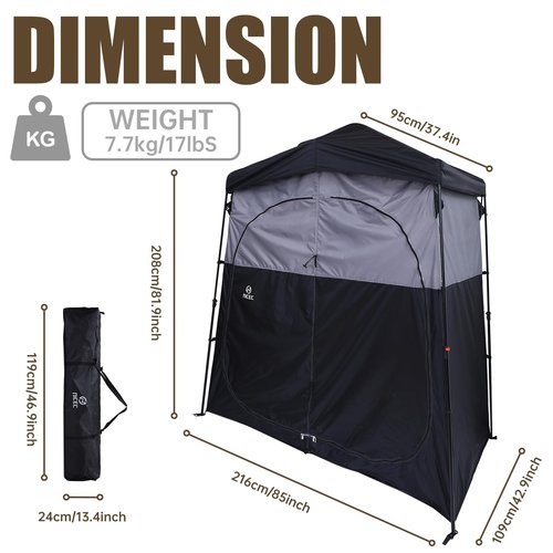 Nice C Camping Shower Tent, Instant Pop Up Privacy Changing Tent, Outdoor Shower Enclosure, Toilet Tents, Oversize (2 Room)