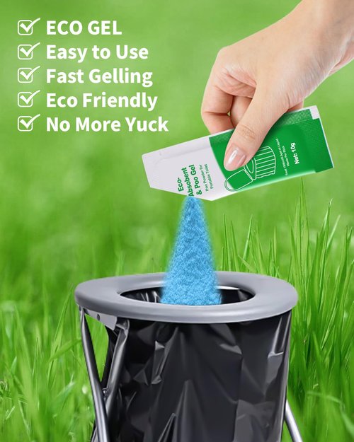 Camping Toilet Bags Poo Gel Set, 25 Count Portable Toilet Bags with 15 Count Camping Toilet Gel, 8 Gallon Composting Toilet Bags Poo Gel for Portable Toilet Camping Outdoor Hiking