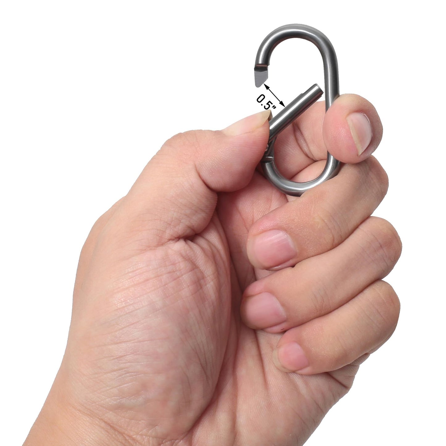 10 Pack 2'' Aluminum Oval Carabiners Clip Spring Snap Hook for Camping & Hiking (Silver Grey)