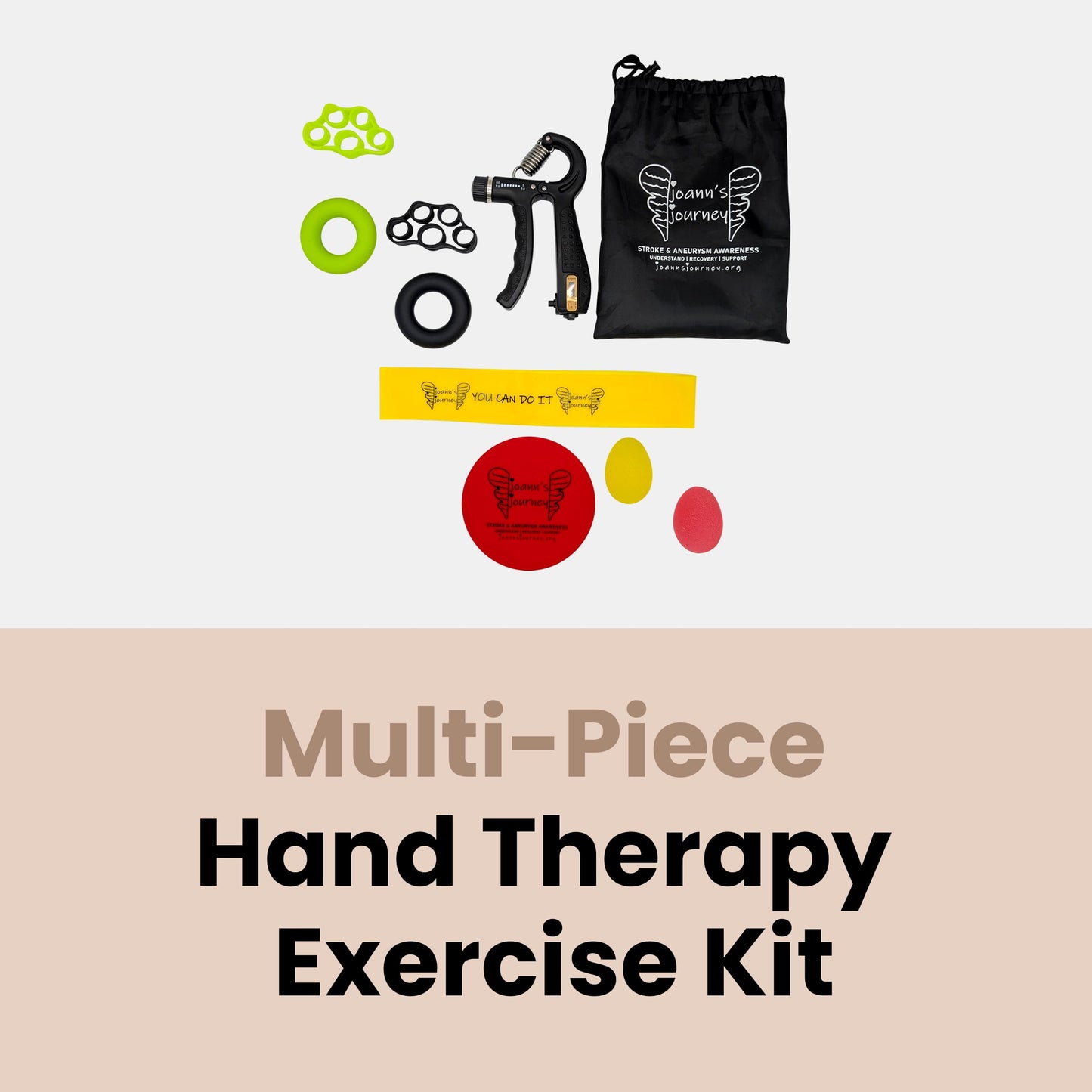 JoAnn's Journey Multi-Piece Hand Therapy Exercise Kit, Rehabilitate Strength, Grip, Coordination After Stroke Aneurysm