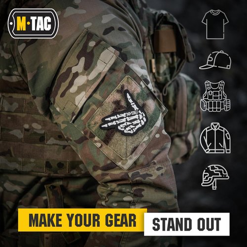 M-Tac Morale Patches - Embroidery Skeleton Hand - Skull Ghost Skeleton Finger - Morale Badge for Tactical Military Army Gear with Hook Fastener (Shooter)