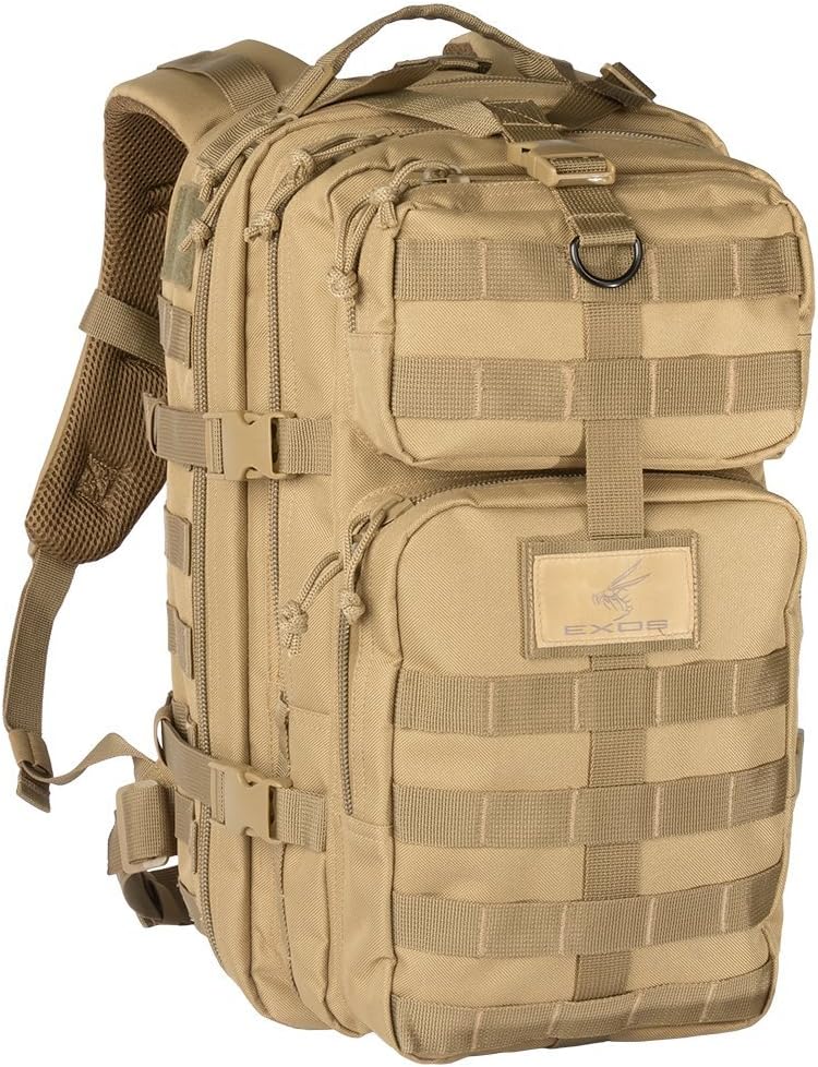 Exos Bravo Backpack - Large Military Hiking Backpack 34L - Waterproof Heavy-Duty Molle Hunting Bag for Men - Tactical Rucksack Daypack - Hydration Pack Compatible for Running, Cycling - (Coyote Tan)