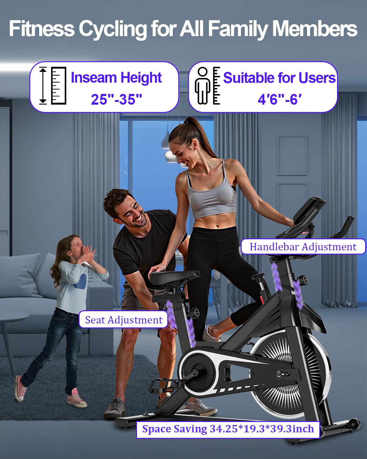 Exercise Bike,Adjustable Resistance Indoor Cycling Bike for Home Exercise - Stationary Bike with Smartphone Holder, LCD Display & Heart Rate Monitor