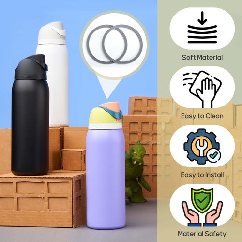 Sankoly 4 Pack Rubber Seal Replacement Compatible with Owala FreeSip Water Bottle Top Lid Gasket Water Bottle Replacement Lid Accessories Compatible with Owala FreeSip Water Bottle 24/32oz