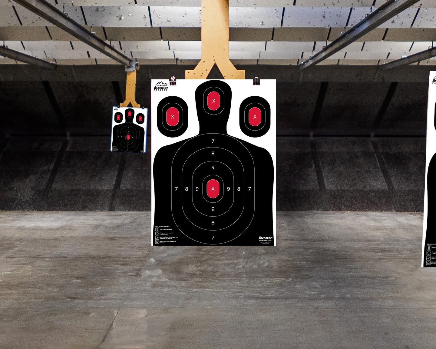 Ascentor Silhouette Shooting Target - Large Size 18 x 24 - Multiple Aiming Zones - Black - Pack of 25