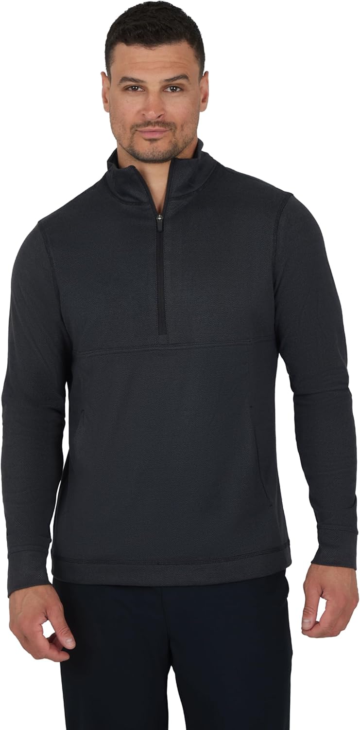 90 Degree By Reflex Soft Half Zip Pullover Long Sleeve Workout Running Shirt for Men