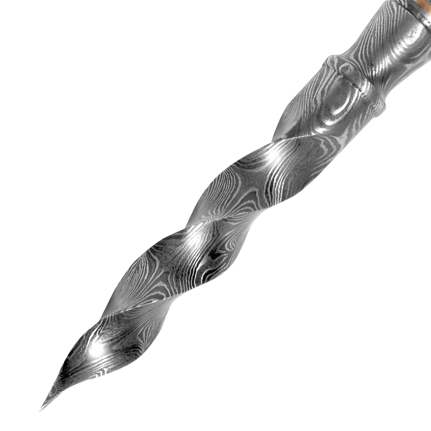 HUNTFORGE Custom Handmade Damascus Tri Edge Knife with Sheath Tri Edge blade,steel Knife- 10 Inches Knife With Sheath, Best Hunting Knife