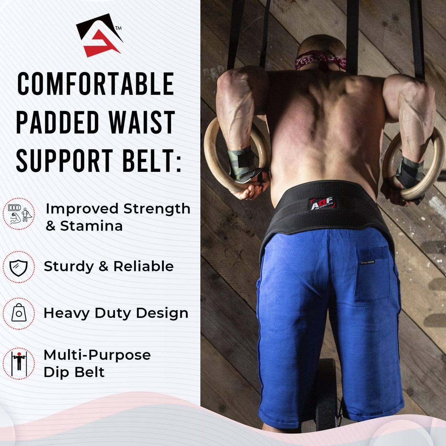 AQF Weightlifting Dip Belt with 36" Steel Chain - Neoprene Padded Support for Powerlifting & Bodybuilding