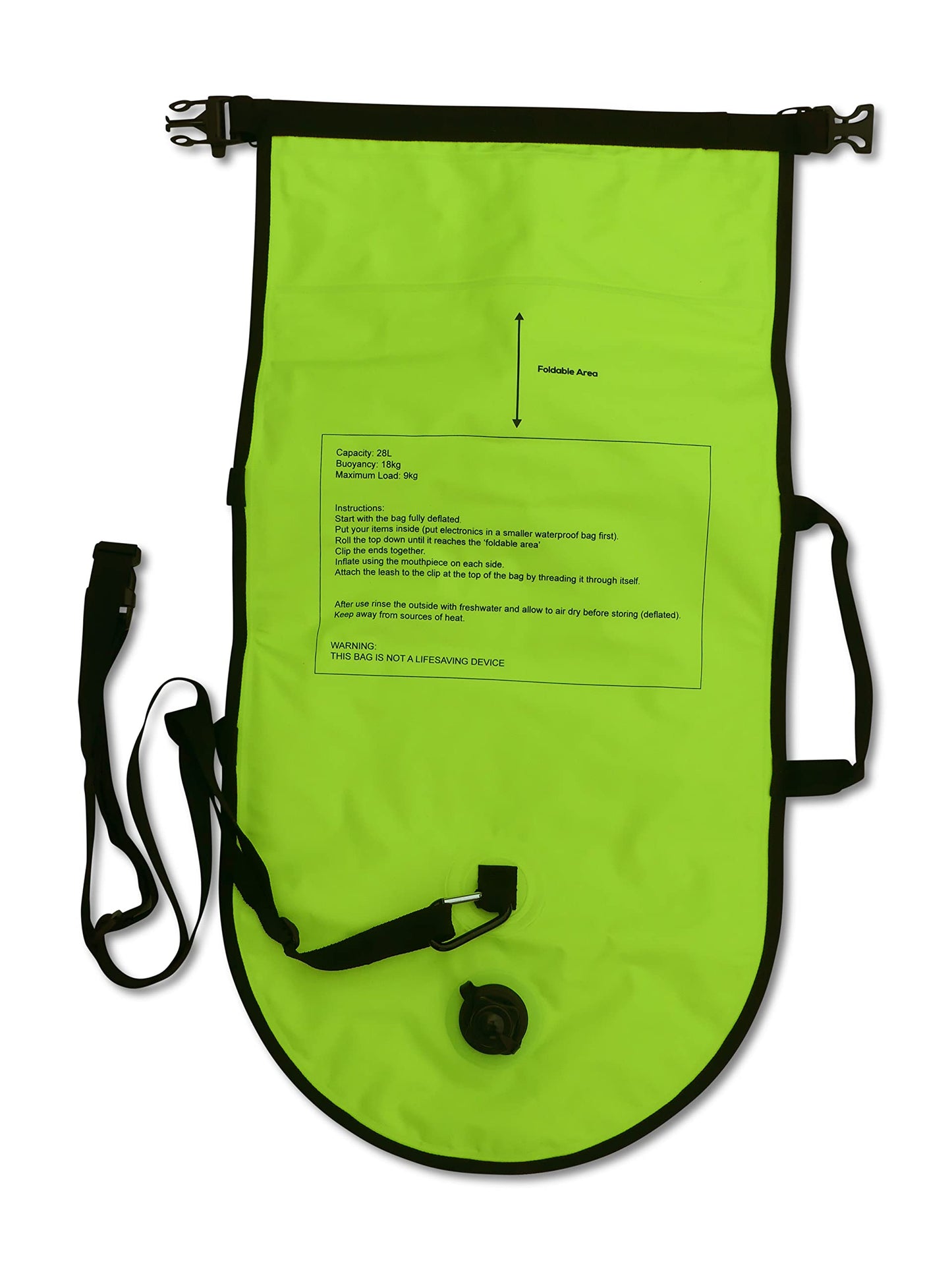 Fetch 50 Swim Buoy Dry Bag | Double Chamber Dry Bag with Handles, Nutrition Pouch and Whistle | Flourcesent Yellow Swimming Tow Float