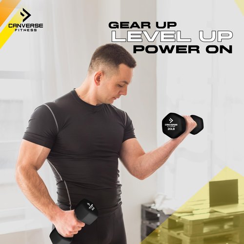 Canverse Fitness Neoprene Coated Dumbbell Sets of 2, Hand weight Dumbbells Anti-roll, Anti-Slip, Hexagon Shape for Strength Training Exercises Dumbbell Pairs for Men and Women, Ideal for Home Gym (