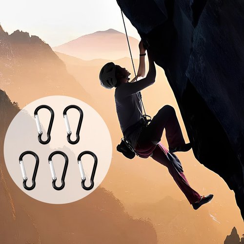 Carabiner Clip Keychain 1.81" Aluminum D-Ring Spring Loaded Gate Small Keychain Carabiners Clip Set for Outdoor Camping Mini Lock Hooks Total 40 Pcs Snap Link Durable Design Carabineer Assorted Black