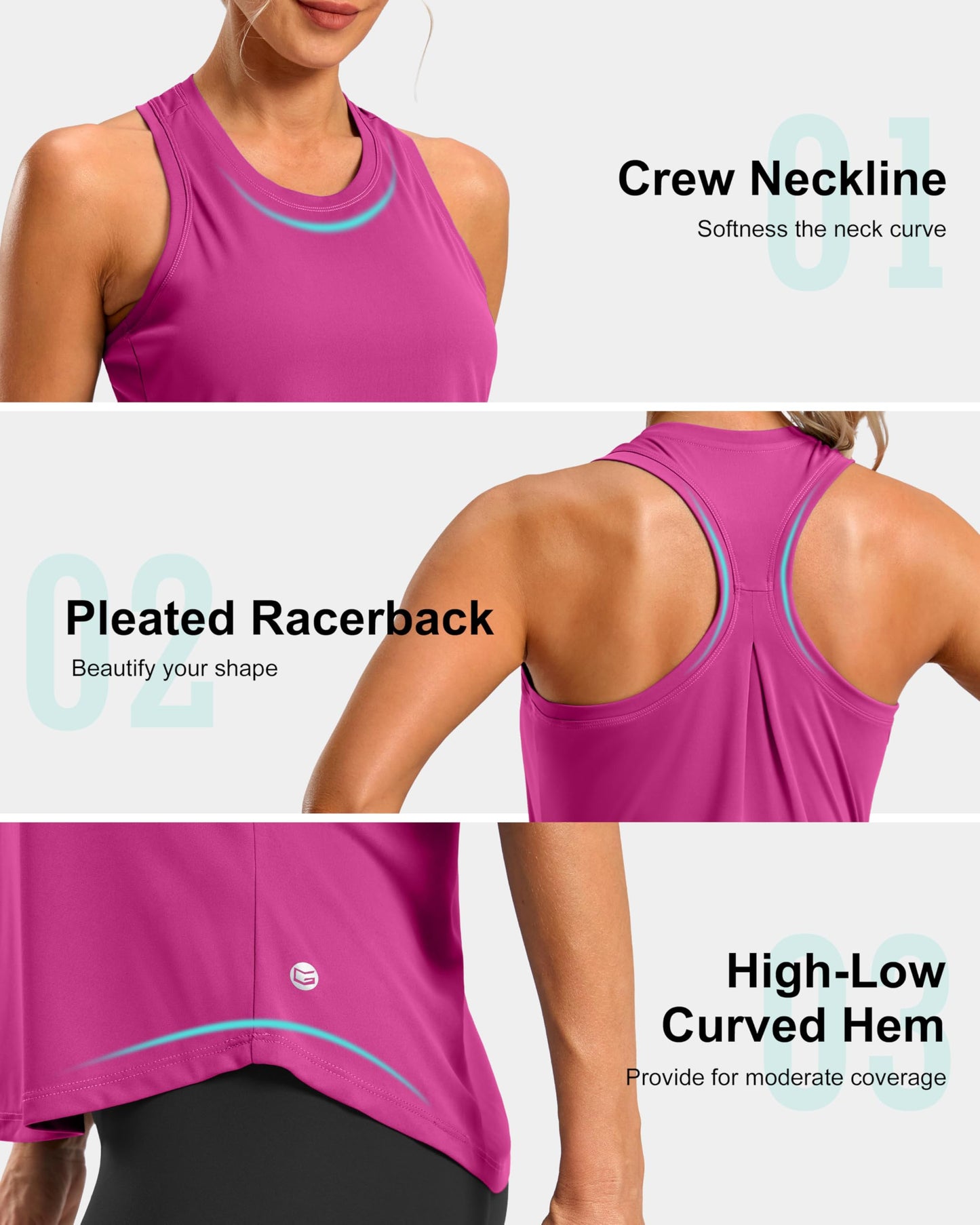 G Gradual Women's Workout Tank Tops Racerback Athletic Yoga Tops Loose Fit Sleeveless Running Gym Sports Shirts for Women(Rose Red,L)
