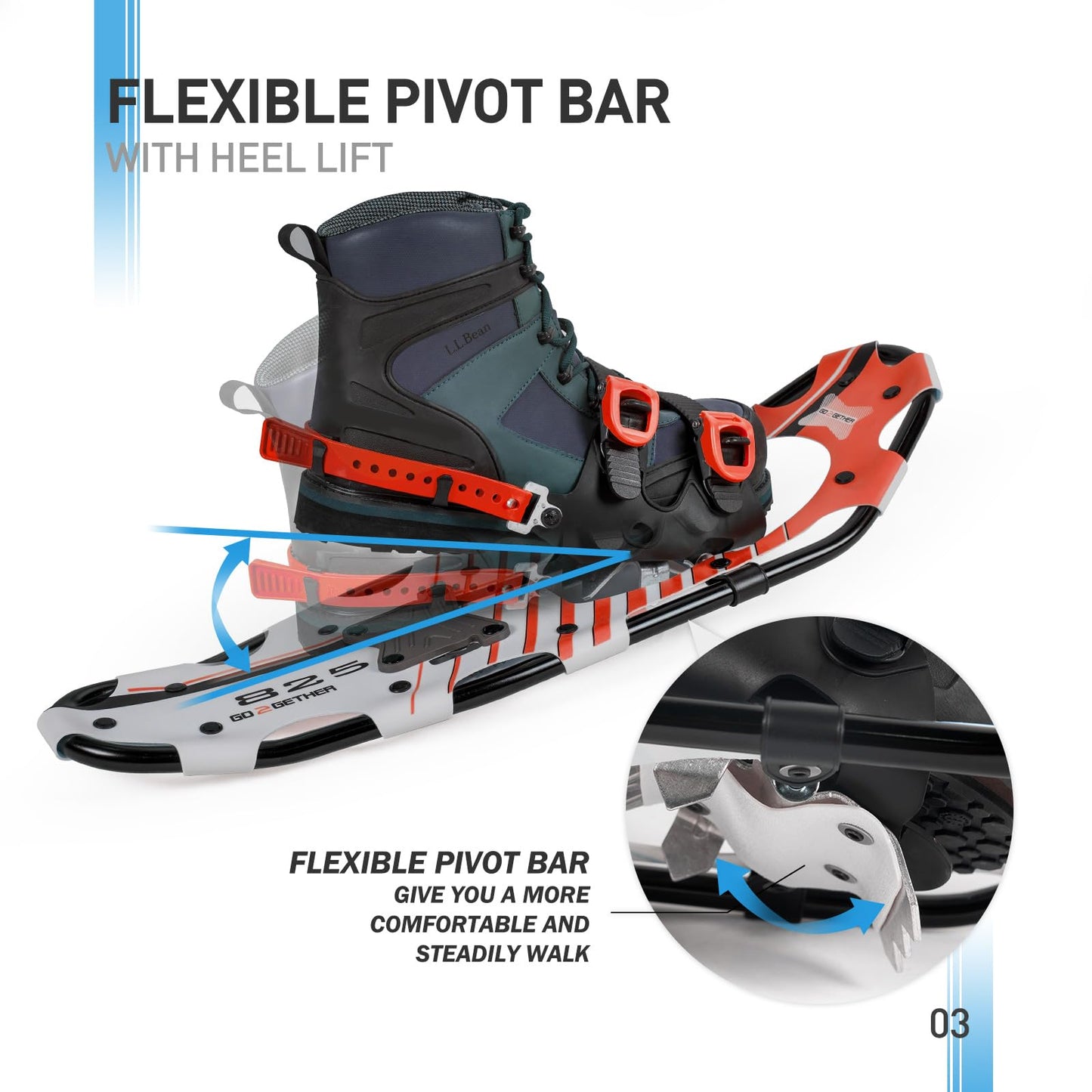 G2 21 Inches Light Weight Snowshoes for Women Men Youth, Set with Trekking Poles, Tote Bag, Gaiters,Special Fast Ratchet Binding(Red&White)