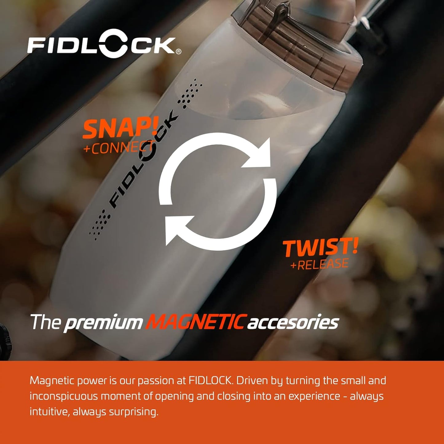 FIDLOCK Twist Replacement Bottle 450ml/15oz | Includes Twist Bottle Only (Twist Base Not Included) | Smoke