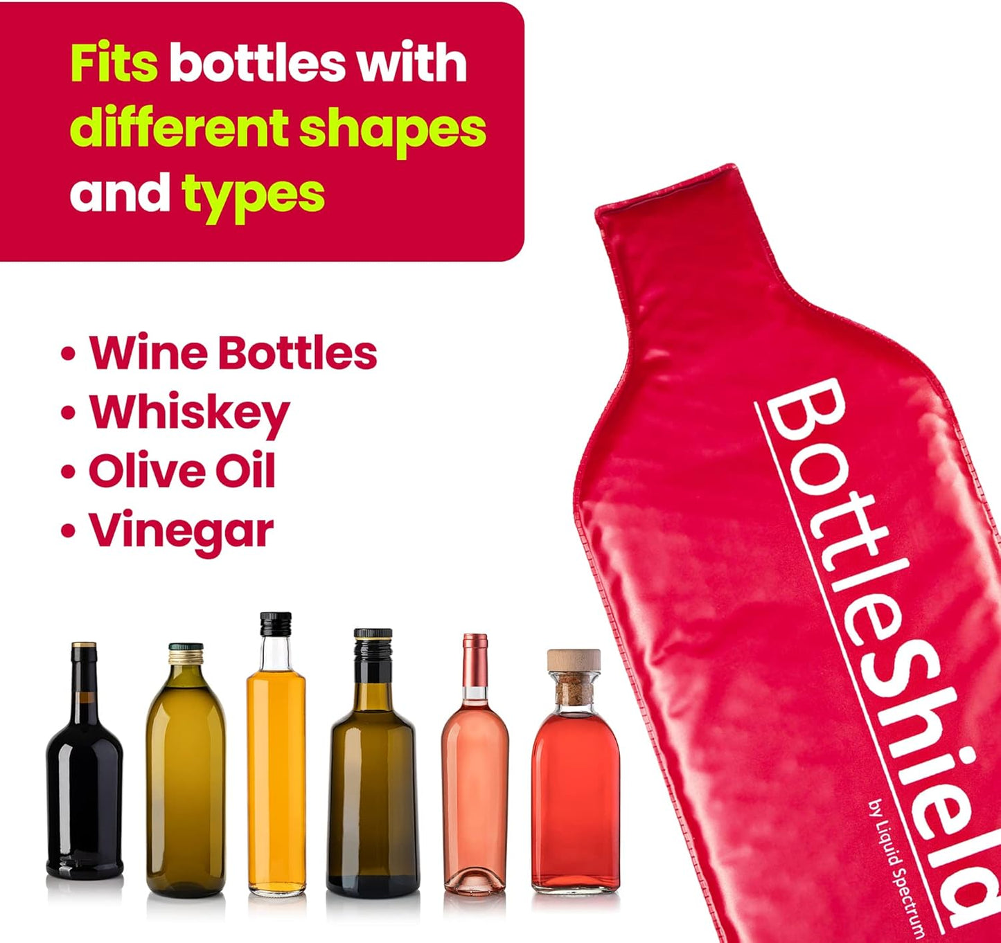 Reusable Wine Protector Travel Bag by Bottle Shield (6-pack) - Unbreakable Bottle Shipping Sleeve, Leak Proof & Double Layer Wine Bubble Wrap Sleeve | Travel Wine Bags for Suitcase Luggage, Red