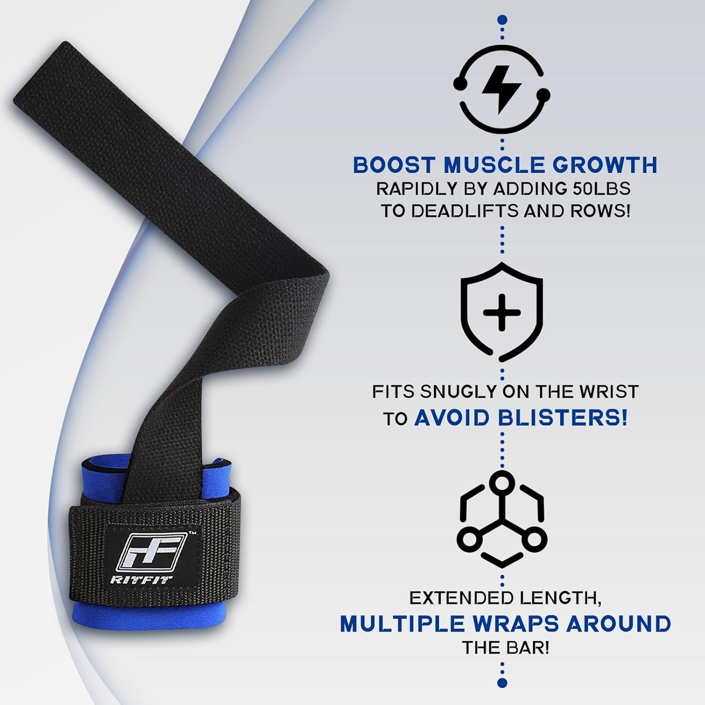 RitFit Weightlifting Wrist Straps - Durable Lifting Wraps for Powerlifting & Strength Training