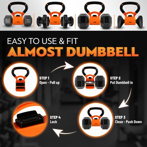Yes4All Kettle grip, Kettlebells Dumbbell Grip Handle, Convert Dumbbells into Kettlebell, Portable Dumbbell Converter Weight Grip for Home Gym