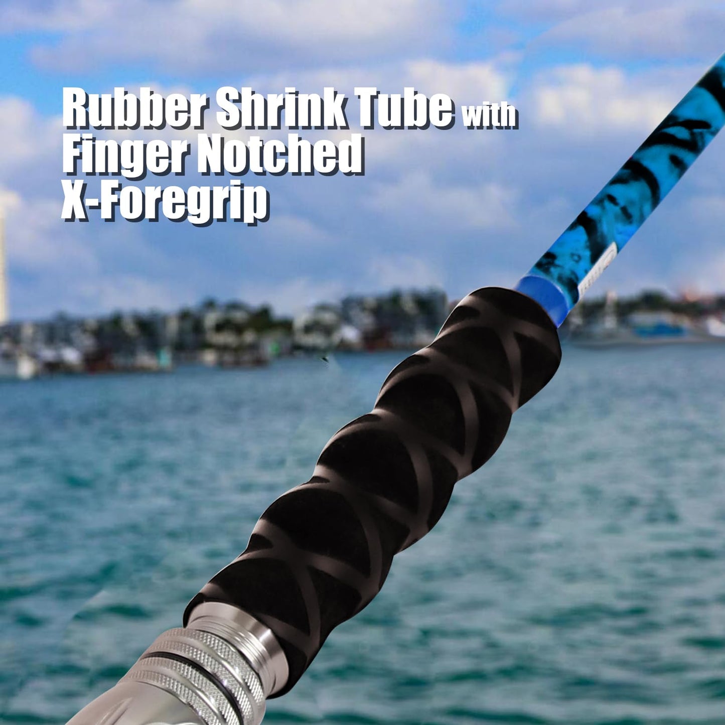 Fiblink 2-Piece Boat Conventional Fishing Rod Portable Spinning/Casting Rod Carbon Fishing Pole (Spin - 7' - H (30-50lbs))